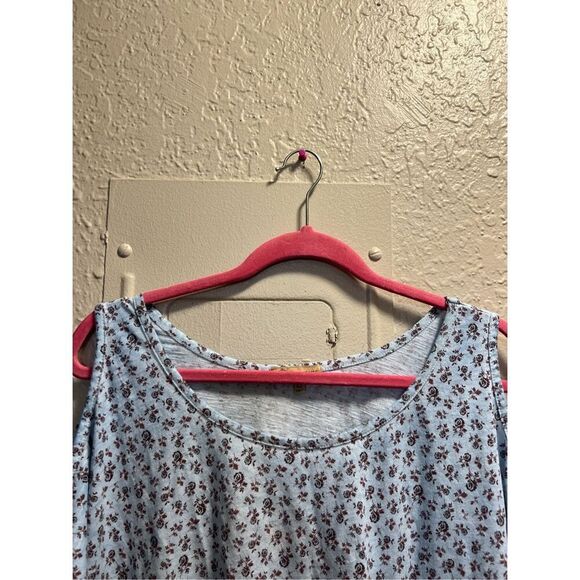 Democracy Blue Floral Cold Shoulder Shirt Woman’s Size XL - Picture 4 of 9